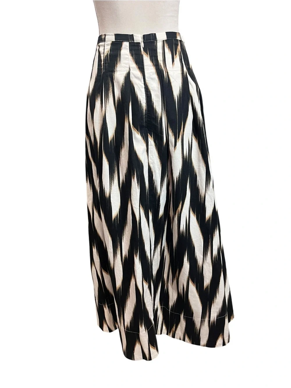 Banana Republic Linen Blend Pleated Ikat Print Midi Skirt Size 14 NWOT